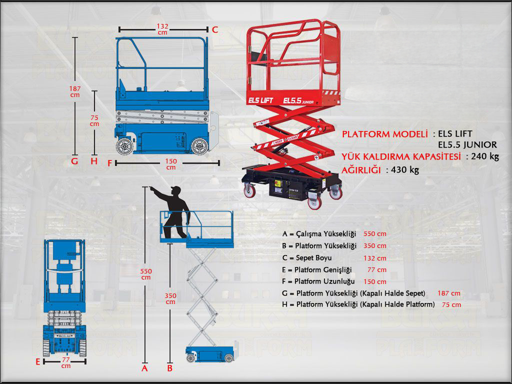 5.5 Metre Ak�l� Makasl� Platform